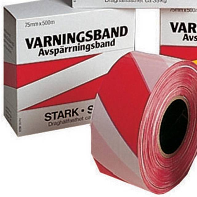 Varningsband 75mmx500m röd/vit