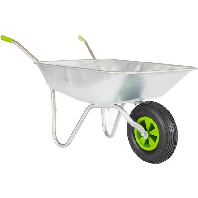 65 Litre Wheelbarrow With Galvanised Pneumatic Tyre - Metallic Silver - One Size