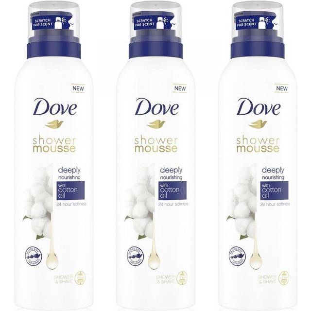 Dove Deeply Nourishing Cotton Oil Shower & Shave Mousse, 200ml - 3pack
