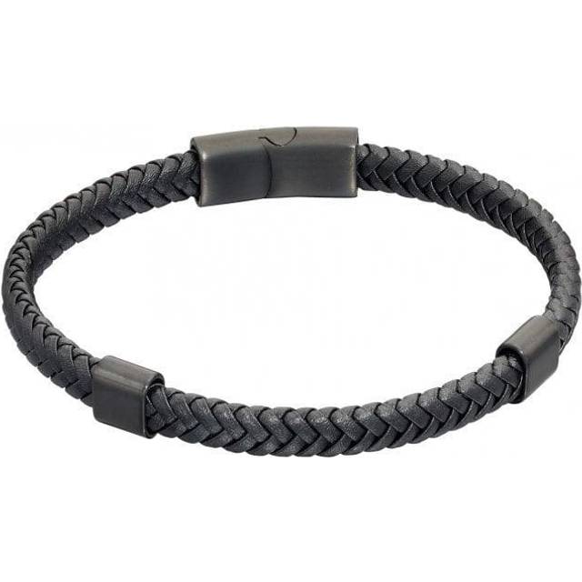 Reborn Clasp Black Recycled Leather Bracelet B5322