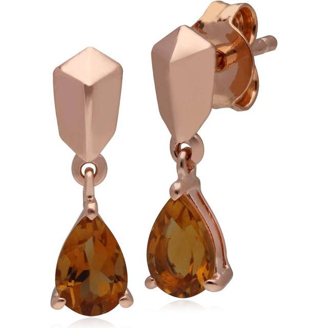 Micro Statement Citrine Earrings in Rose Gold Plated 925 Sterling Silver