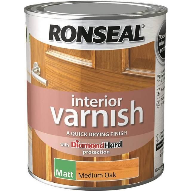 Ronseal Interior Matt Quick Dry Varnish Medium Oak 750ml
