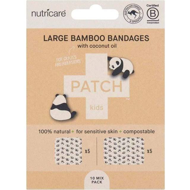 Patch Large Bamboo Bandages for Kids with Coconut Oil - Mixed Pack 10 Bandages