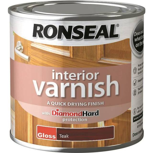 Ronseal Interior Quick Dry Gloss Varnish Teak 250ml