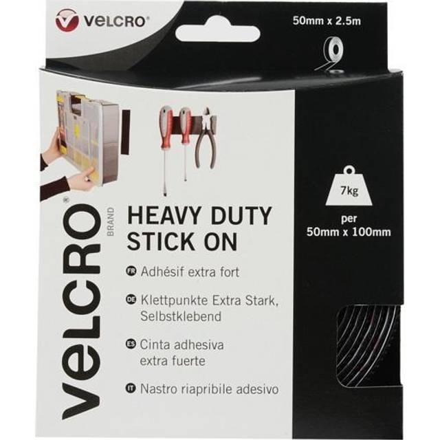 2.5m 50mm Black Velcro Heavy Duty Stick On Tape - Velcro Brand Heavy Duty Stick On Tape 2.5m Black Diy Office Decorating Crafts