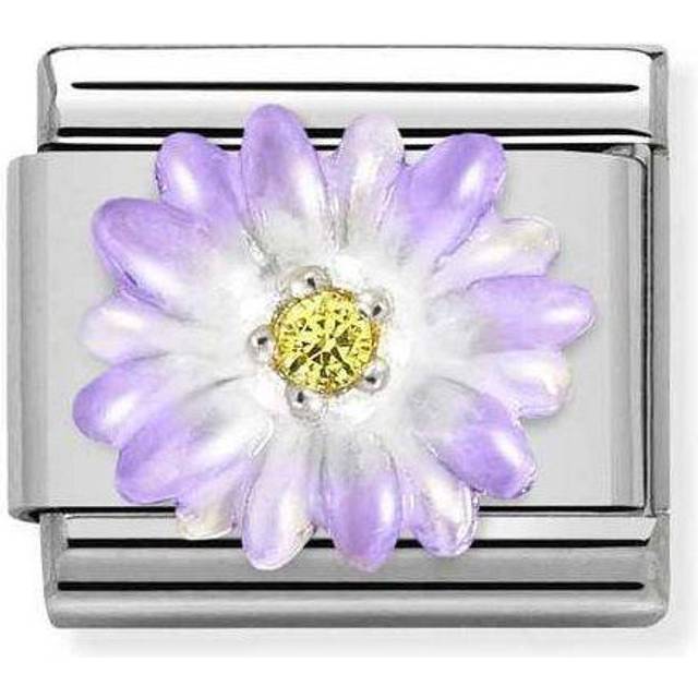 Nomination Classic Silver and Enamel Purple CZ Flowers &amp; Nature Ch