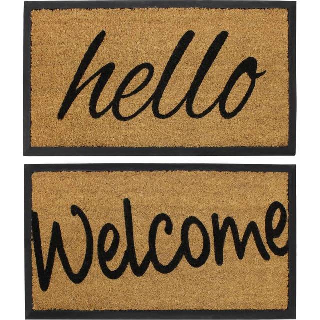 Welcome Granite Tufted Coir Rubber Base Door Mat - Brown