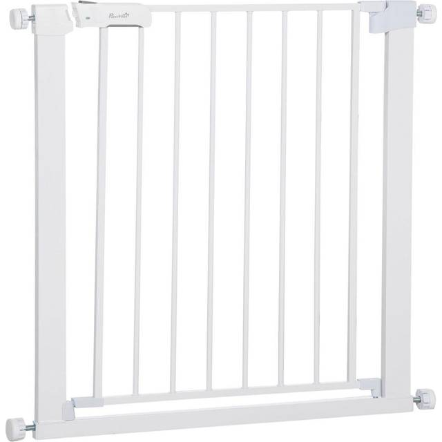 Pawhut Pet Safety Gate Door Barrier Dog Metal Indoor Fence White 75-82cm | TJ Hughes