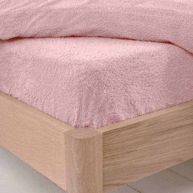 Teddy Fleece Thermal Fitted Bed Sheet - Blush Pink / Double