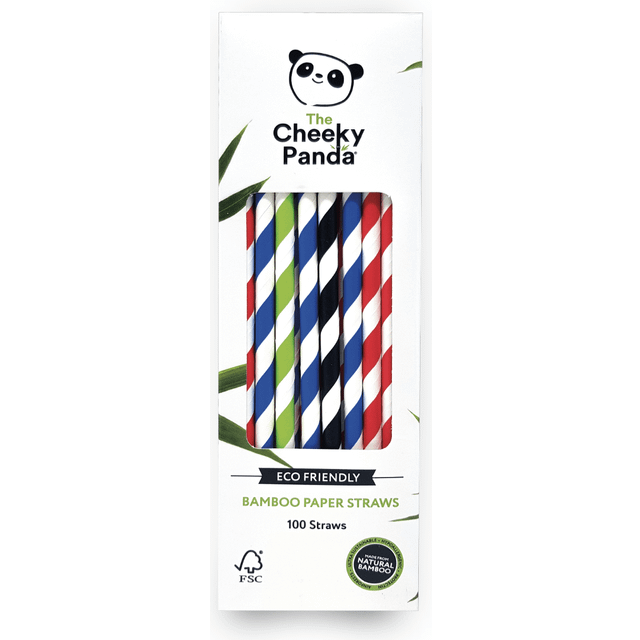 The Cheeky Panda Bamboo Multicoloured Paper Straws - 100 Straws