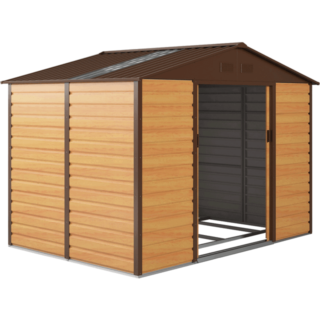 Royalcraft 9 ft. W x 10 ft. D Metal Pent Storage Shed Grey 277cm W X 319cm D X 198cm H