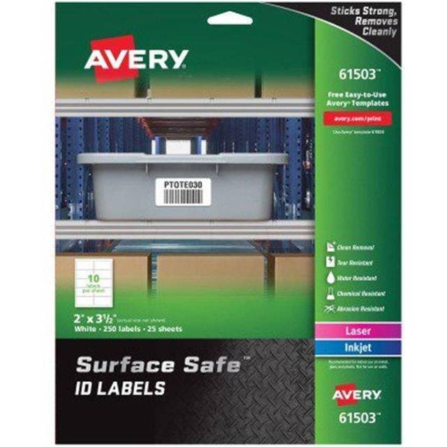 Avery AVE61503 2 x 3.5 in. Surface Safe ID Labels - White