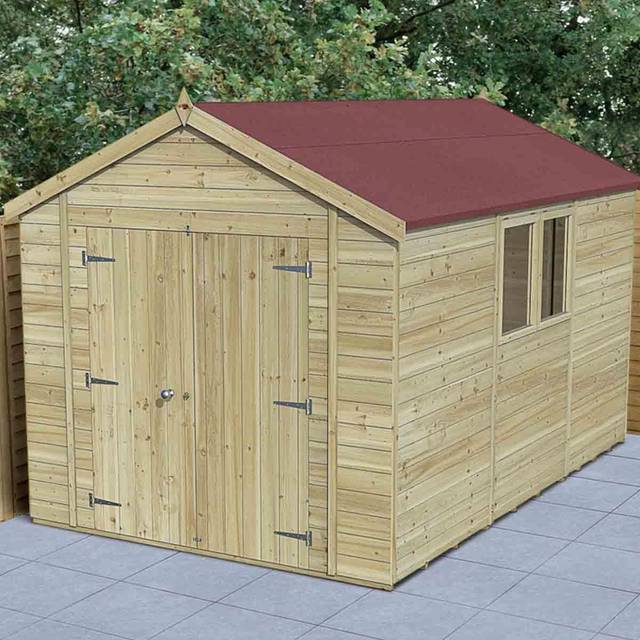 12' x 8' Forest Timberdale 25yr Guarantee Tongue & Groove Pressure Treated Double Door Apex Shed (3.65m x 2.52m)