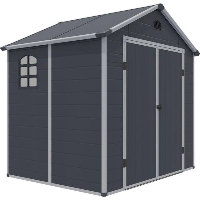 Rowlinson Airevale 8x6 Plastic Apex Shed - 2 Windows - Dark Grey