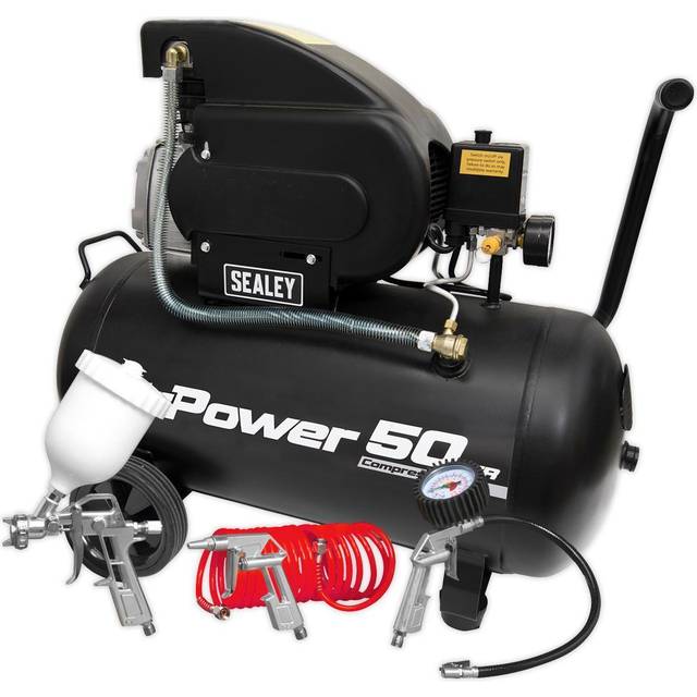 Sealey - Air Compressor 50L Direct Drive 2hp 4pc Air Accessory Kit SAC5020APK