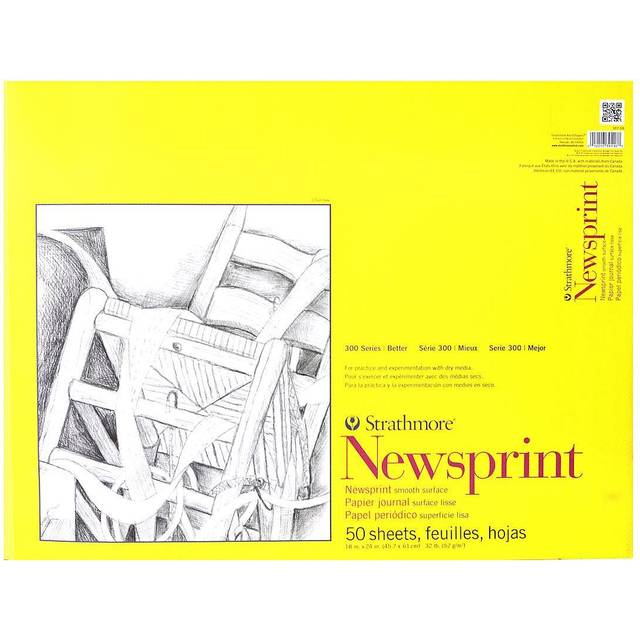 "Strathmore Smooth Newsprint Paper Pad 18""X24""-50 Sheets 307018"