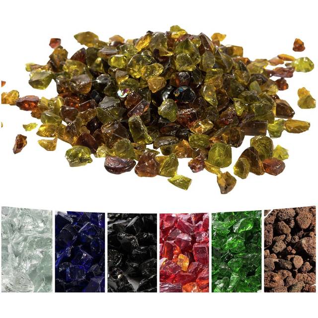 Teamson Home 1/2 Inch Reflective Fire Glass for Fire Pits 9 lb / 4 kg Bag Brown, Brown
