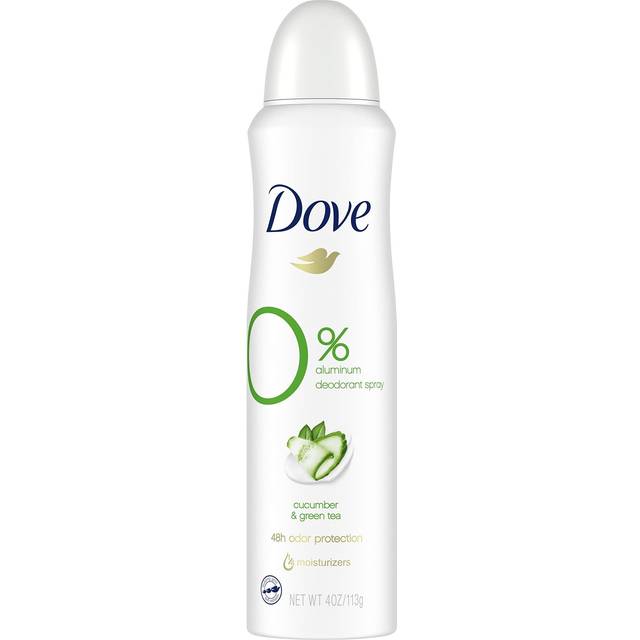 Dove 0% Aluminum Deodorant Spray Cucumber & Green Tea Aluminum Free 4 Oz