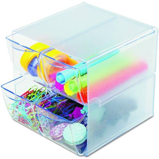 Deflecto Desk Organiser DE350301 Plastic Transparent 15.2 x 15.2 x 18.2 cm