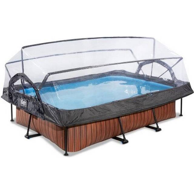 Exit Wood Pool 220X150X65Cm Med Filterpump Och Tak - Brun