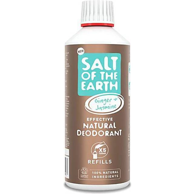 Natural Deodorant Spray Refill från Salt of the Earth, Ginger & Jasmin - Vegansk, Långvarigt Skydd, Godkänd av Leaping Bunny, Tillverkad i Storbritannien - 500 ml