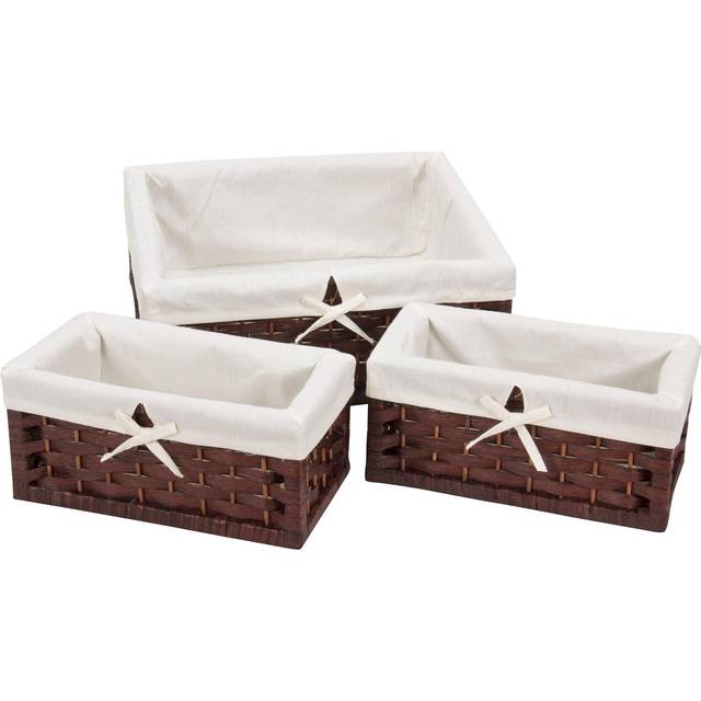 Household Essentials ML-7021 Set of Three Wicker Storage Baskets with Removable Liners | Paper Rope Dark Brown Stain
