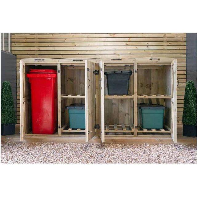 Chatburn 1 Wheelie Bin/6 Recycle Box Store - L80.4 x W250.5 x H120 cm - Fits 1x 180L or 1x 240L Wheelie Bins & 6x Recycle Boxes