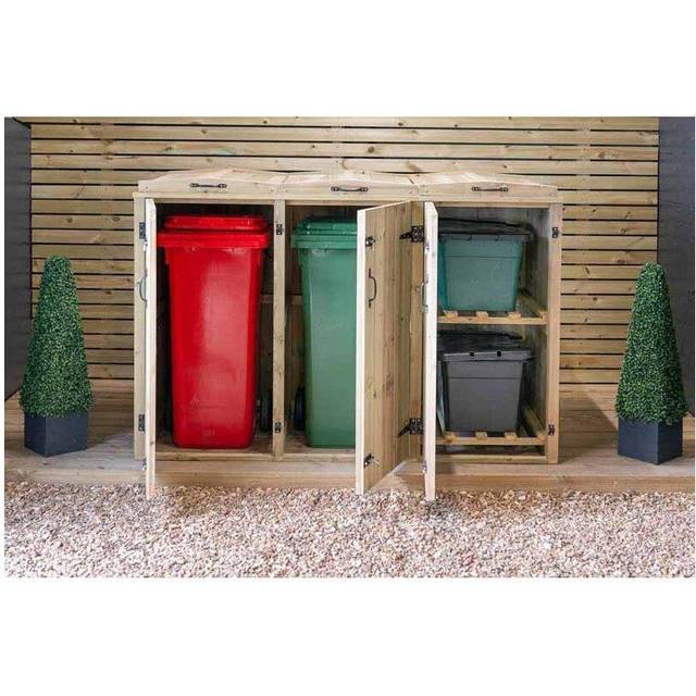 Chatburn 2 Wheelie Bin/2 Recycle Box Store - L80.4 x W203 x H120 cm - Fits 2 x 180L or 2 x 240L Wheelie Bins & 2 x Recycle Boxes