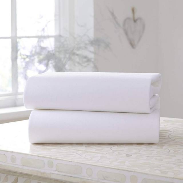 Clair De Lune 2 Pack Fitted Cotton Cot Bed Sheets (140 x 70 cm) - White, White