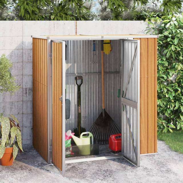 vidaXL Trädgårdsskjul brun 161x89x161 galvaniserat stål - Trädgårdsskjul bygga själv - Magasinet Bygg
