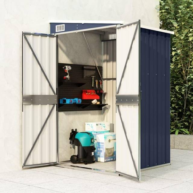 (anthracite, 118 x 100 x 178 cm) vidaXL Wall-mounted Garden Shed Outdoor Tool Storage Shed Galvanised Steel