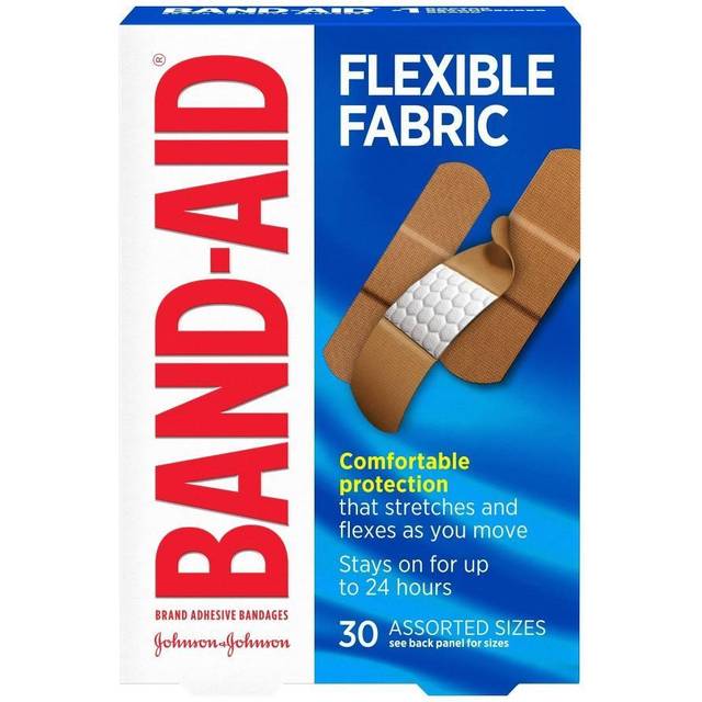 Band Aid, Adhesive Bandages, Flexible Fabric, 30 Bandages