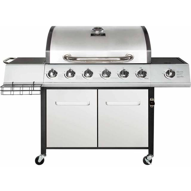 7 Burner Premium Gas Bbq & Side Burner - Black & Grey - Silver - One Size