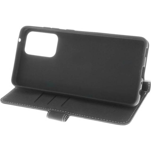 Insmat Exclusive - Vikbart fodral för mobiltelefon - genuint läder, termoplastisk polyuretan (TPU) - svart - för Samsung Galaxy A53 5G