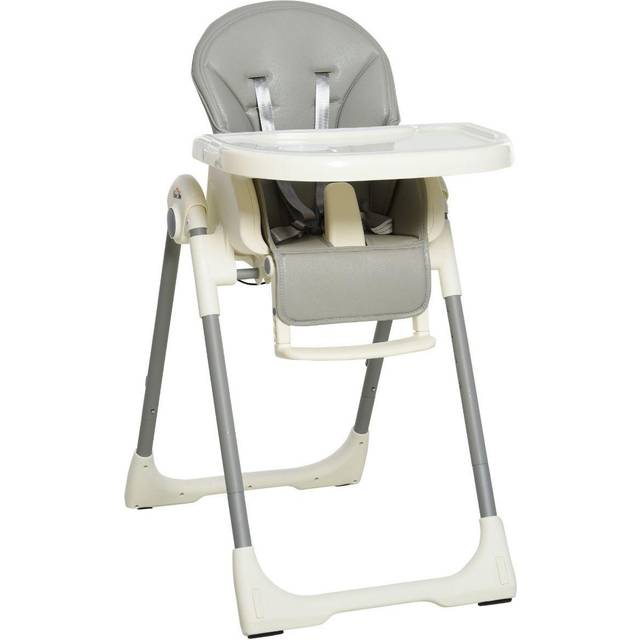 HOMCOM Foldable Baby High Chair Toddler Height Back Footrest Adjustable Pink