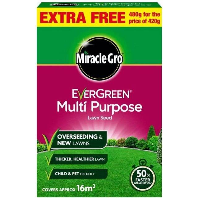 (Miracle-Gro Evergreen Multi Purpose Lawn Seed 16m2 480g) Miracle-Gro Evergreen Multi Purpose Lawn Seed