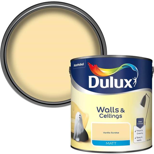 Dulux Walls & Ceilings Vanilla Sundae Matt Emulsion Paint 2.5L - Yellow