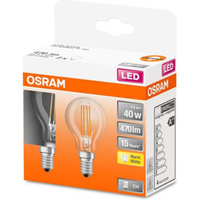 Osram LED 40W Filament Glass SES Bulb | Mini Globe | Clear [2-Pack]