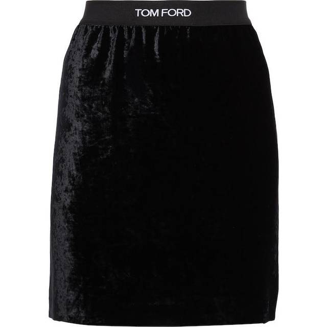 Womens Velvet Mini Skirt- Black - 38