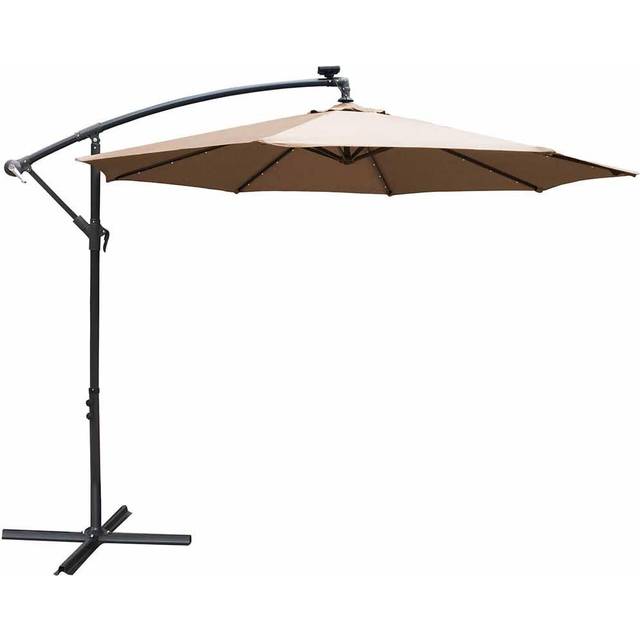 Airwave Hanging Beige Parasol with Solar Powered LED Spotlights 3m - Cream