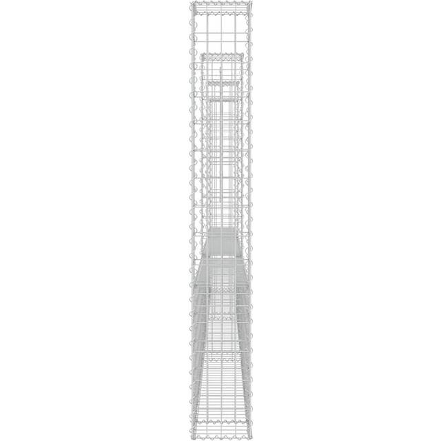 vidaXL U-shape Gabion Basket with 4 Posts Iron 380x20x150 cm - Silver