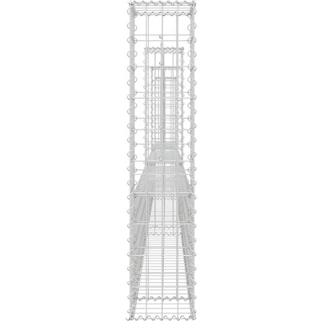 vidaXL U-shape Gabion Basket with 4 Posts Iron 380x20x100 cm - Silver