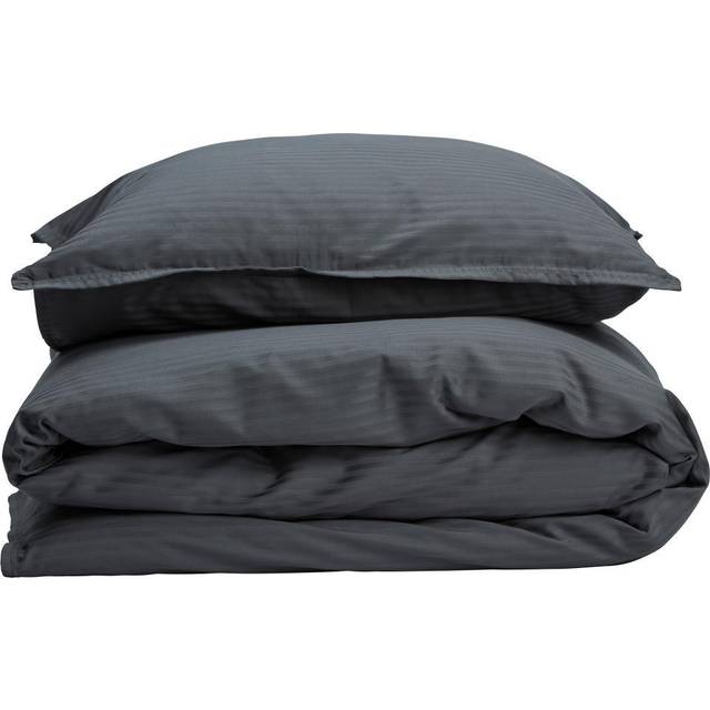 Gripsholm Bambu Randig Påslakanset 150x210 Grå - Antracit (150x210)
