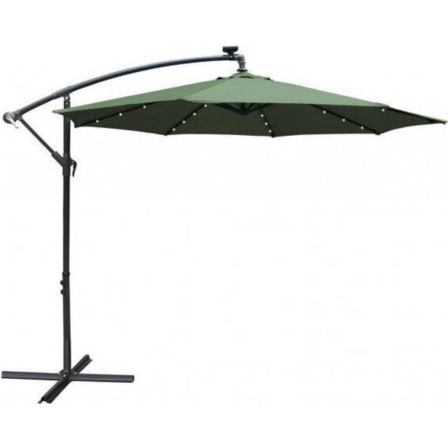 Airwave Hanging Green Parasol with Solar Powered LED Spotlights 3m
