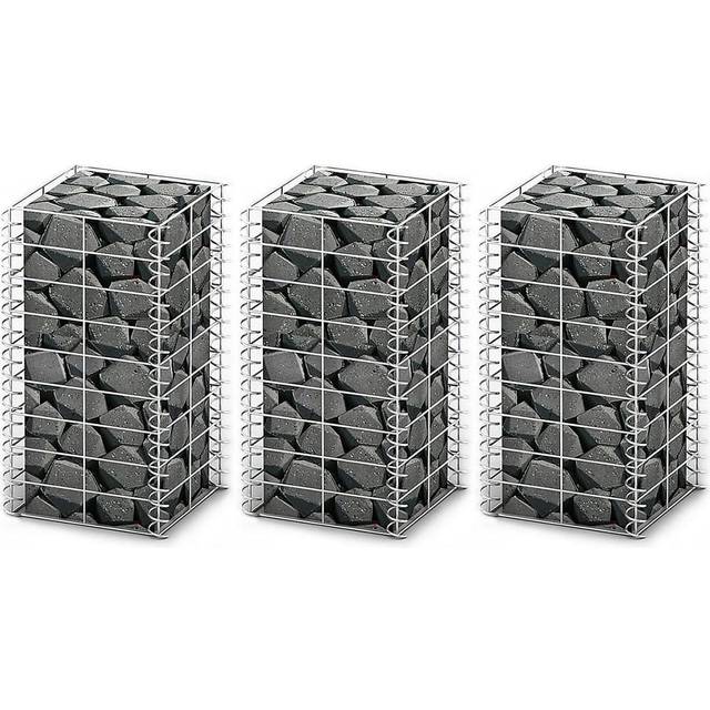 vidaXL Gabion Set 3 pcs Galvanised Wire 25 x 25 x 50 cm - Silver