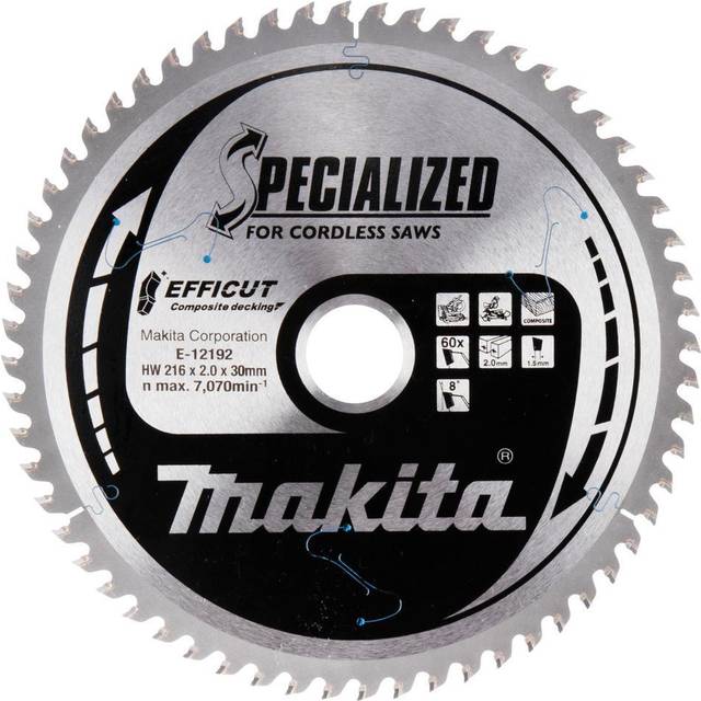 Makita SPECIALIZED Efficut Circular Saw Blade for Composite Decking 216mm 60T 30mm