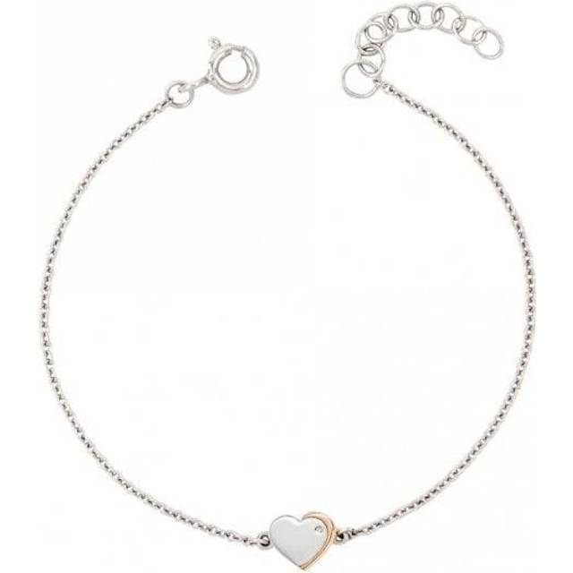 Recycled Silver & Rose Gold Plated Heart Bracelet B5372