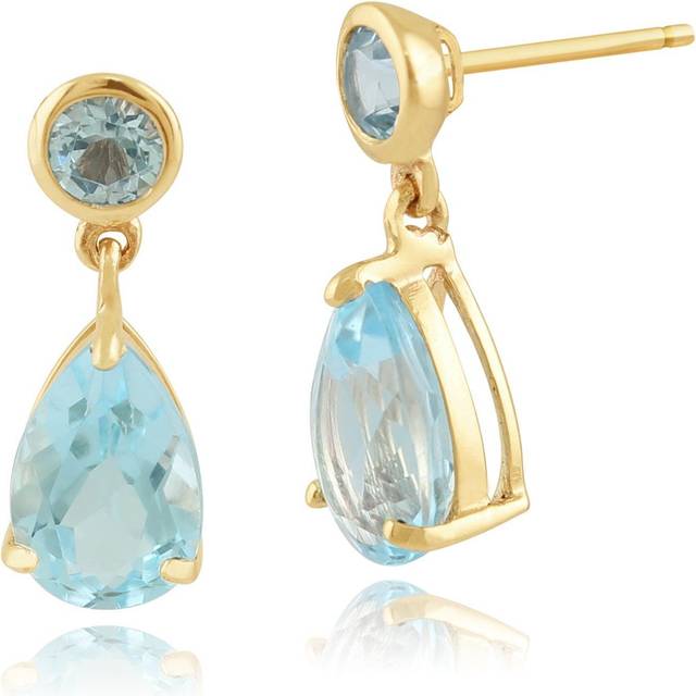 Classic Pear Blue Topaz Drop Earrings in 9ct Rose Gold