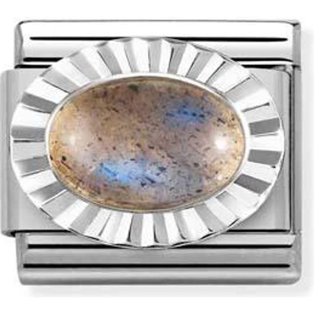 Nomination Classic Silver &amp; Diamond Oval Labradorite Sparkly &amp;