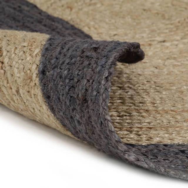 vidaXL Handmade Rug Jute with Dark Grey Border 240 cm - Brown